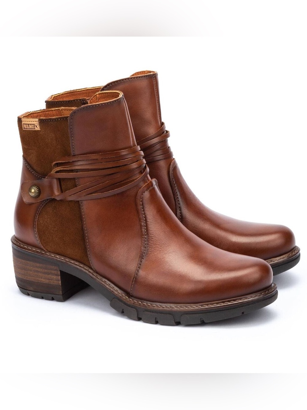 PIKOLINOS San Sebastian Chestnut Brown Cuero Leather Ankle Booties sz 37 EUC